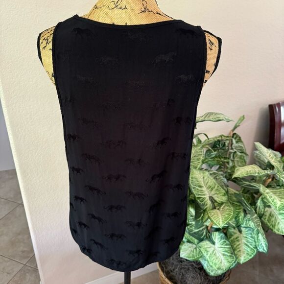 H&M Black Sleeveless Tank with Subtle Panther Pattern - Size M - Picture 5 of 8